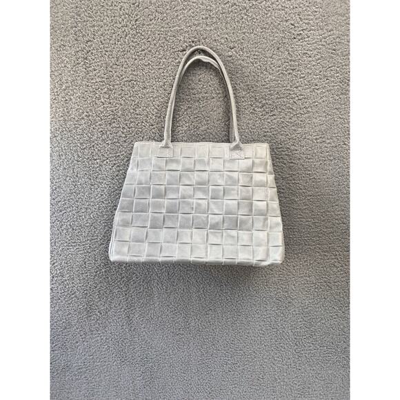 Jijou Capri Leather Hand Bag Tote Bag Gray Hand Italy Made Work Office Everyday - Picture 3 of 11